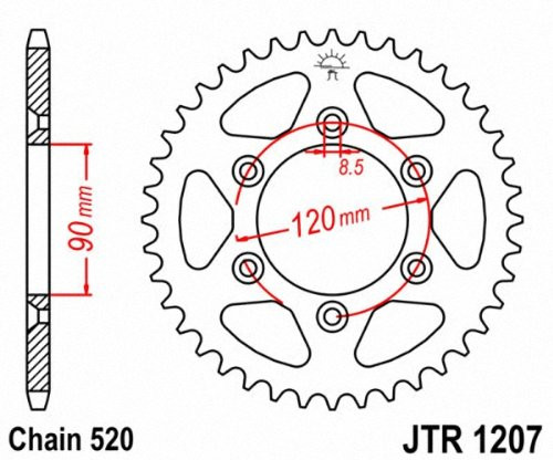 Jt Rear Steel Sprocket 39T - JTR1207.39