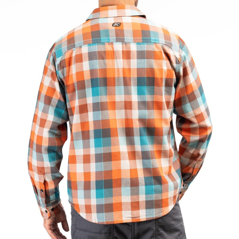 Klim Alderson Midweight Red Orange Deep Lagoon Flannel Shirt