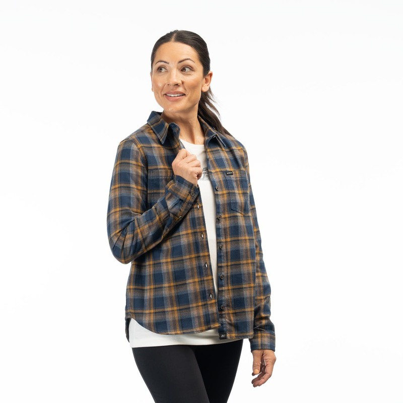 Klim Sunlight Trail Midweight Dress Blues Mock Orange Flannel Shirt