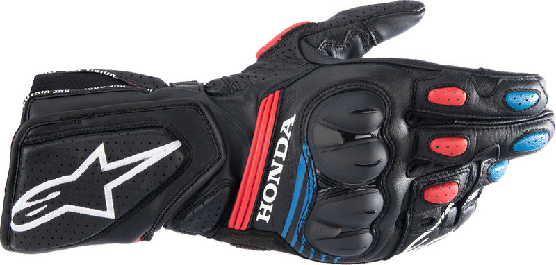 Alpinestars Honda SP-8 V3 Black Bright Red Blue Gloves