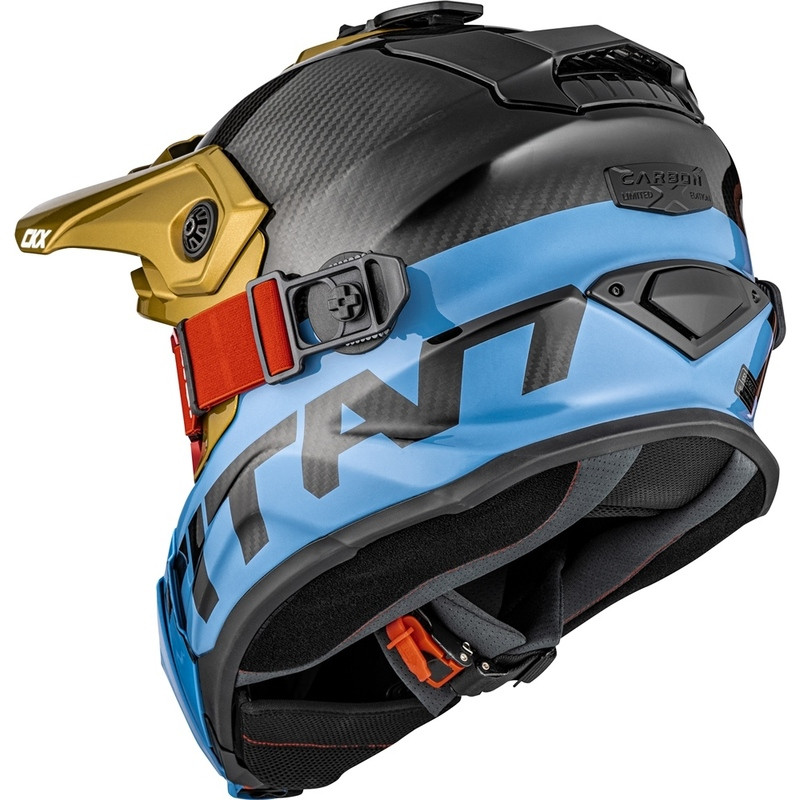CKX Titan Air Flow Stalwart Carbon Blue Red Camel Glossy Helmet