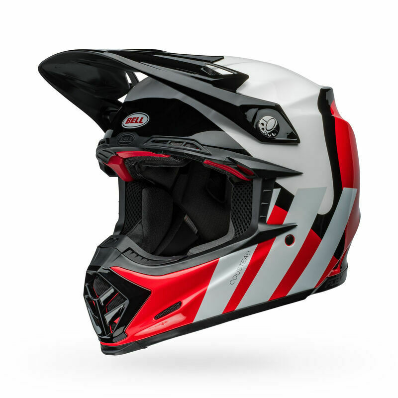 Bell Moto-9S Flex Hello Cousteau Stripes White Red Helmet