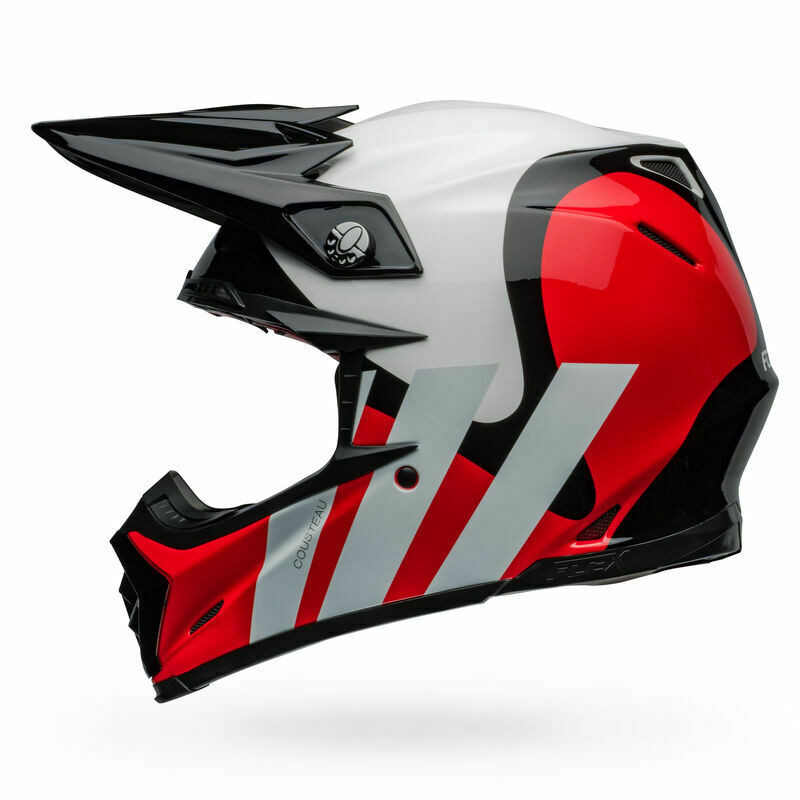 Bell Moto-9S Flex Hello Cousteau Stripes White Red Helmet