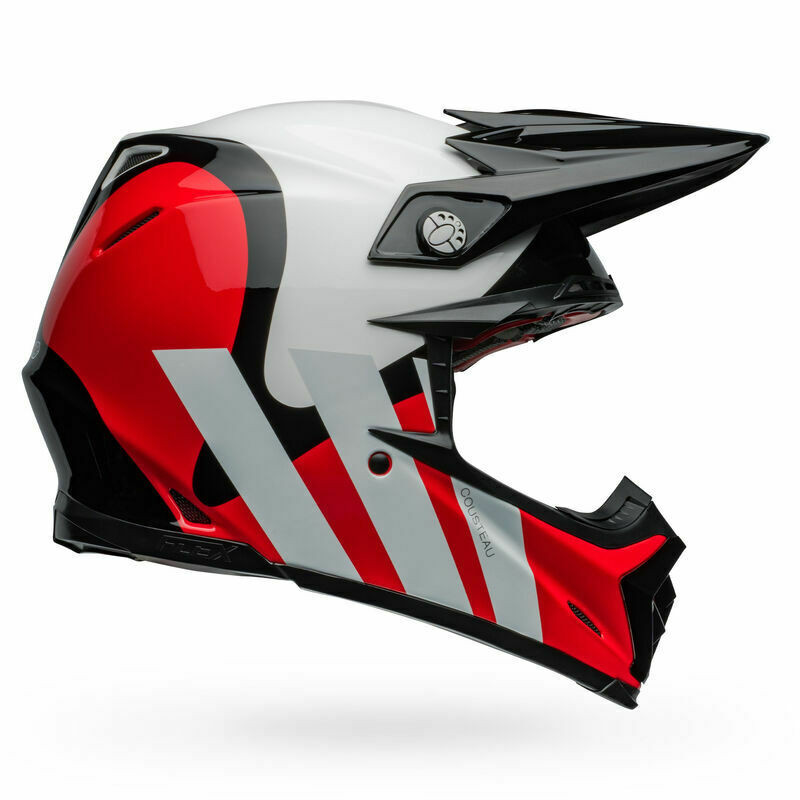 Bell Moto-9S Flex Hello Cousteau Stripes White Red Helmet