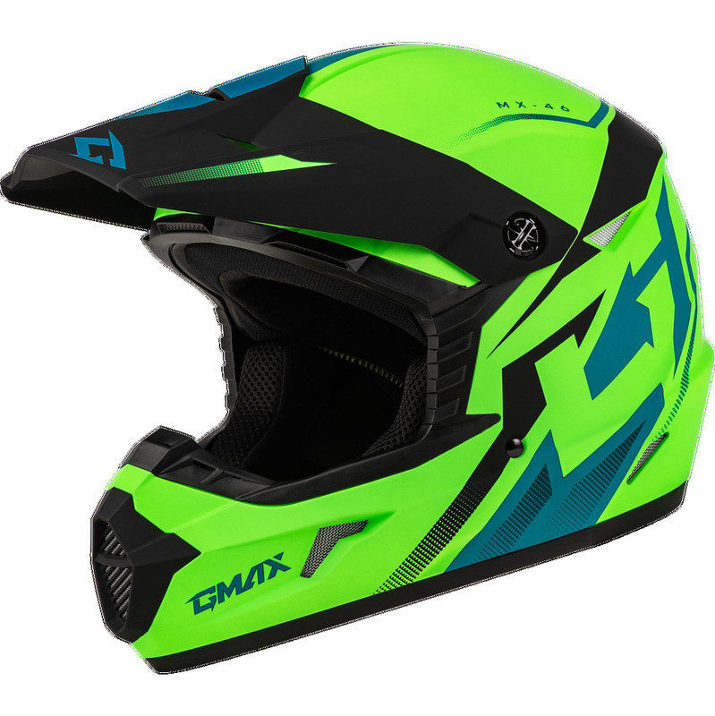 Gmax MX-46 Compound Matte Hi-Vis Green Black Blue Helmet