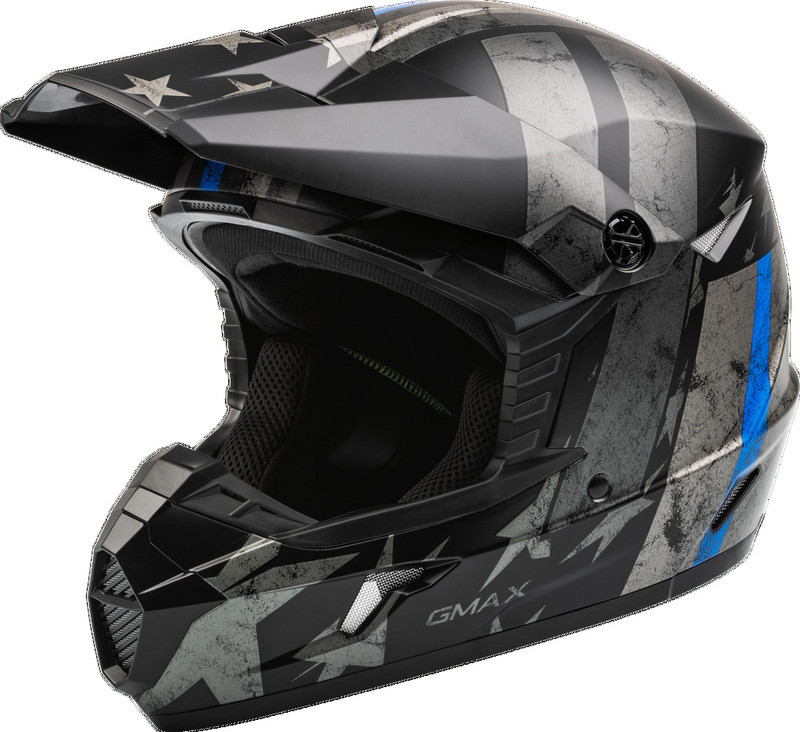 Gmax MX-46 Patriot Matte Black Grey Blue Helmet