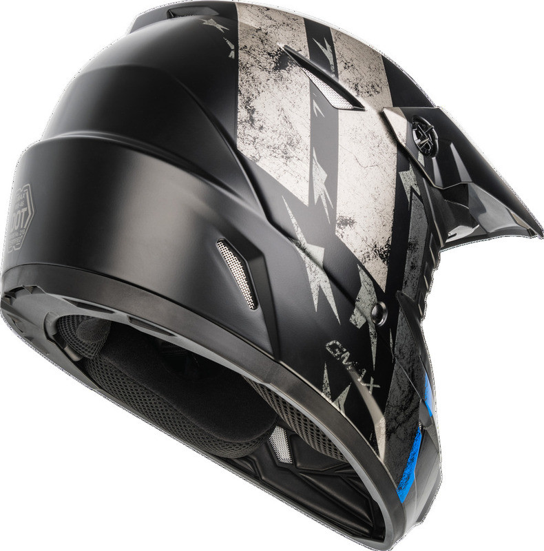 Gmax MX-46 Patriot Matte Black Grey Blue Helmet