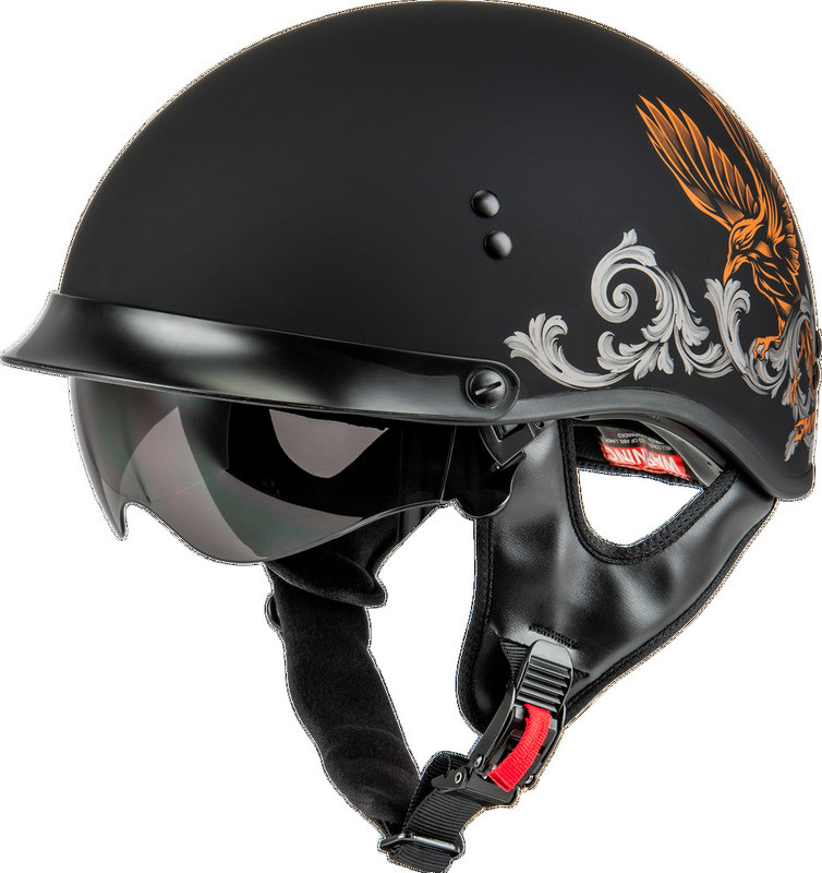Gmax HH-65 Corvus Matte Black Silver Orange W/ Peak Helmet