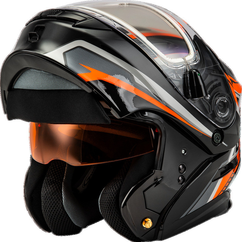 Gmax MD-01S Transistor Orange Black Electric Shield Snow Helmet