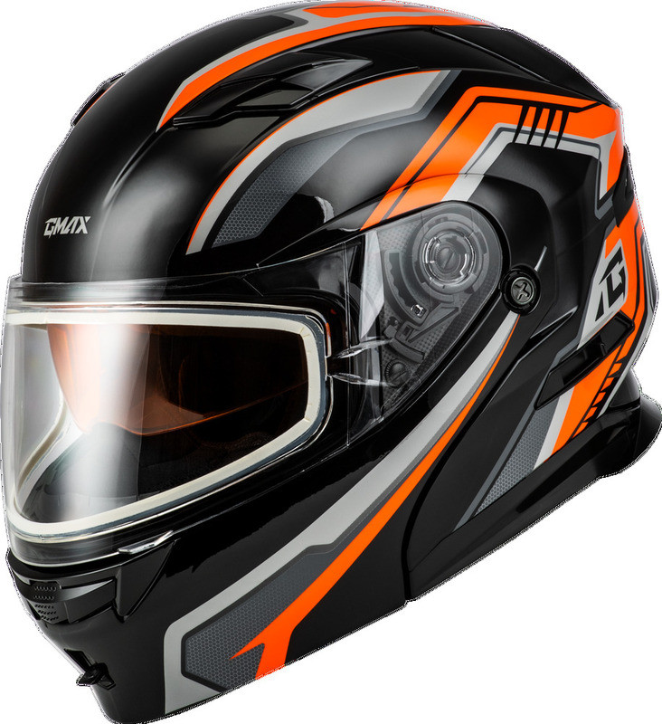 Gmax MD-01S Transistor Orange Black Snow Helmet
