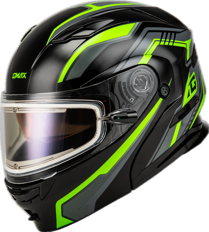 Gmax MD-01S Transistor Black Grey Green Electric Shield Snow Helmet