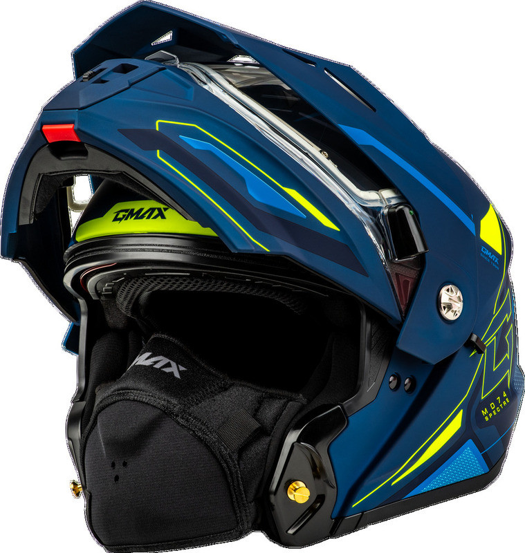 Gmax MD-74S Spectre Matte Blue Grn Electric Shield Helmet