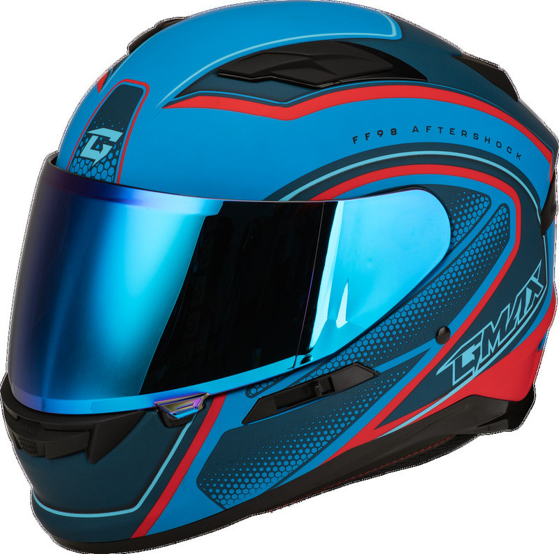 Gmax FF-98 Aftershock Matte Blue Red Helmet