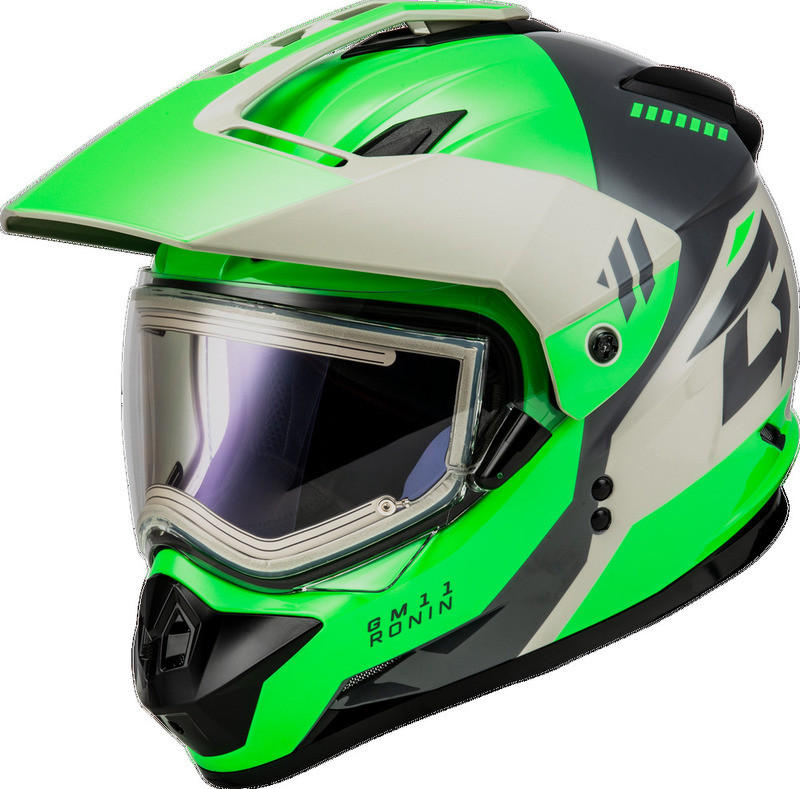 Gmax GM-11S Ronin Green Grey Electric Shield Helmet