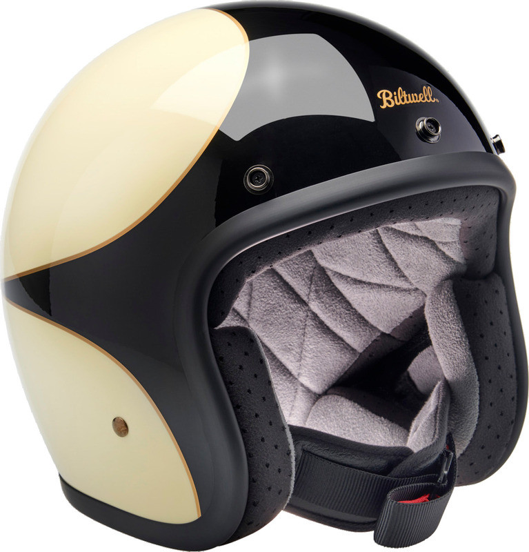 Biltwell Bonanza Gloss Vintage White Black Scallop Helmet