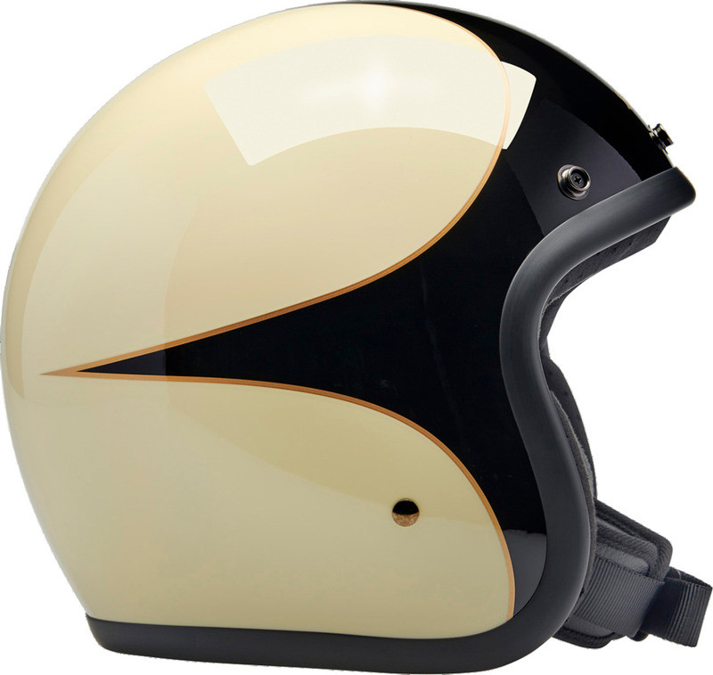 Biltwell Bonanza Gloss Vintage White Black Scallop Helmet