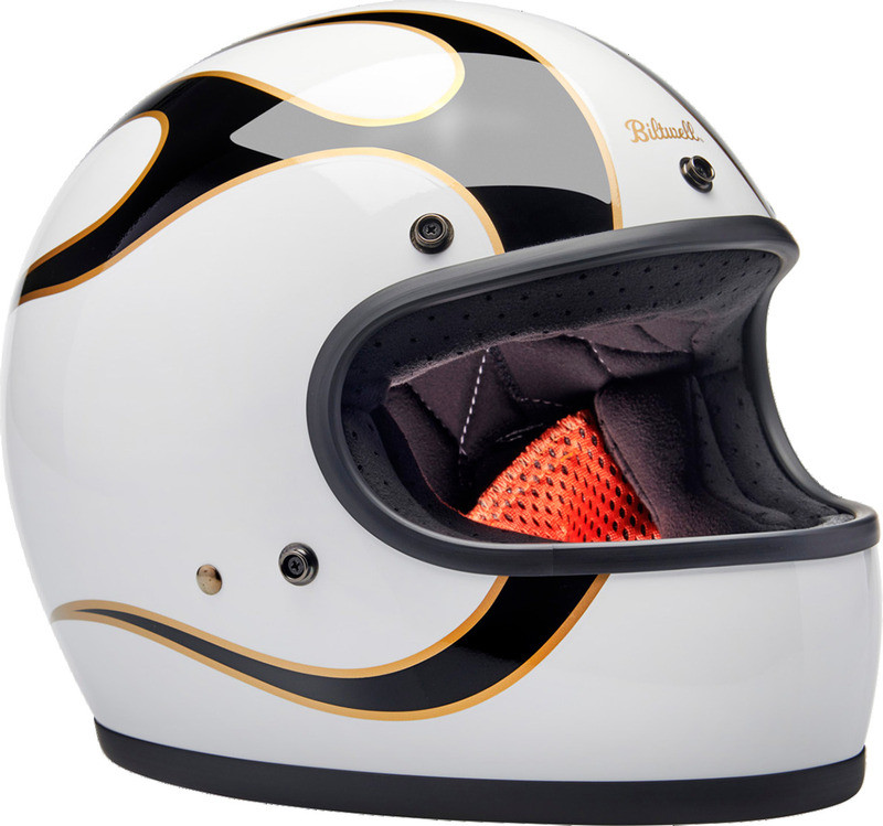 Biltwell Gringo ECE 22.06 Flames White Black Helmet