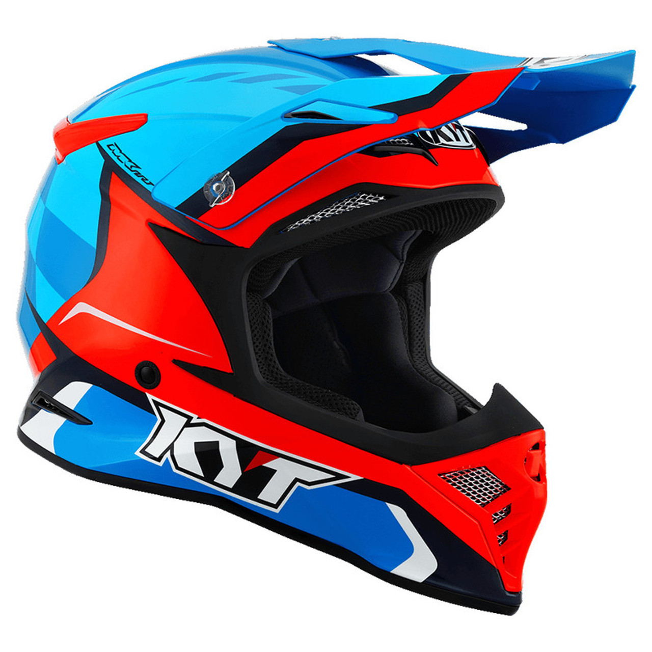 KYT Skyhawk Glowing Blue Orange Fluo Helmet