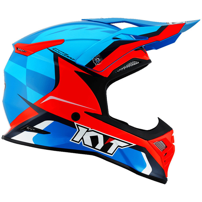KYT Skyhawk Glowing Blue Orange Fluo Helmet