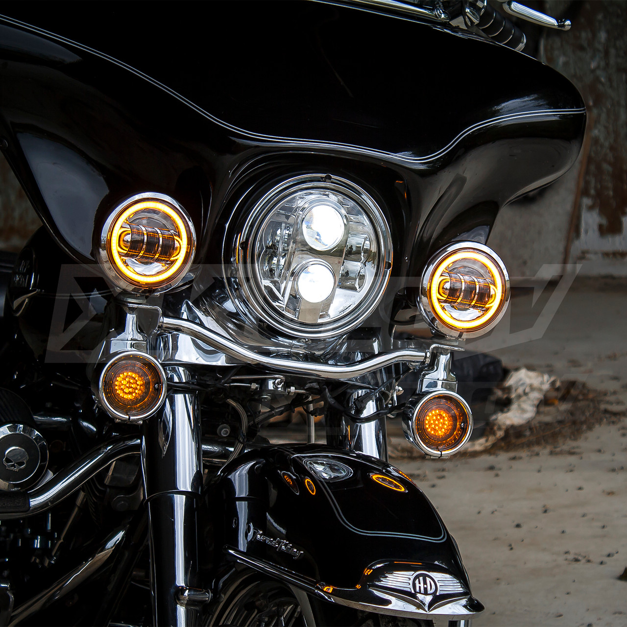 Xk Glow 4.5" Lights Amber Halo Black - XK042007-B