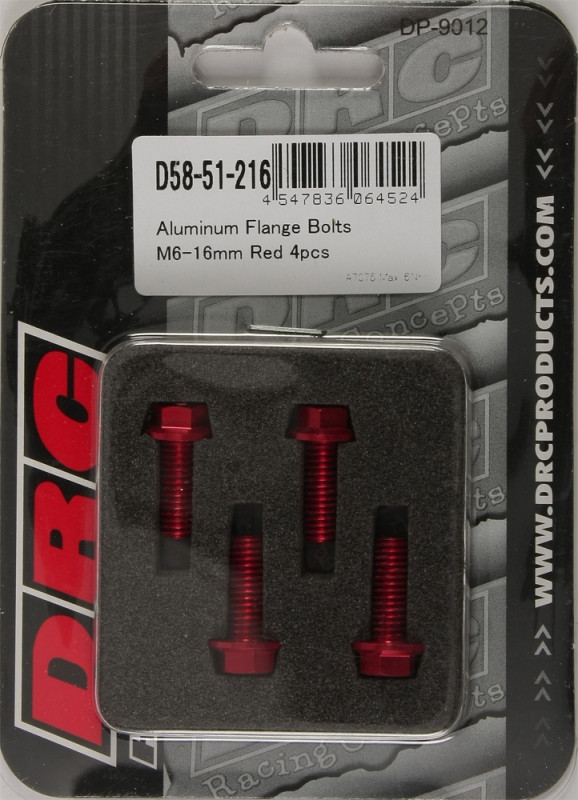 Drc Aluminum Flange Bolts Red M6X16Mm 4/Pk - D58-51-216