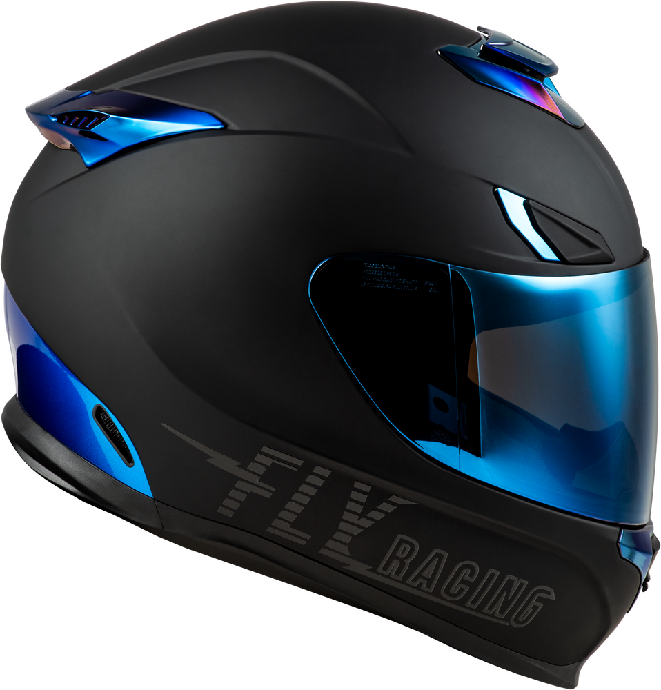 blue biohazard full face motorcycle helmet Sentinel Recon Helmet Matte Black/Blue Chrome 2x