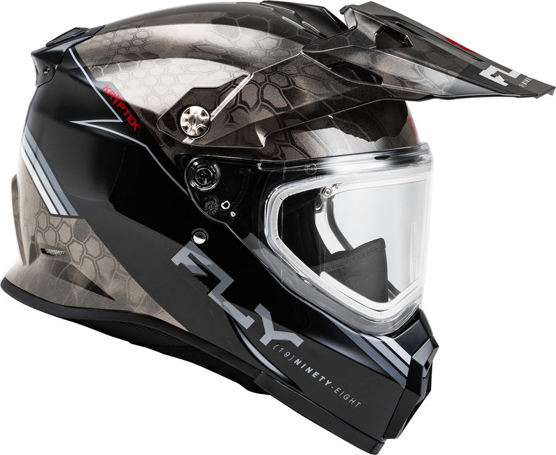 Fly Racing Trekker CW Conceal Black Grey White Electric Shield Helmet