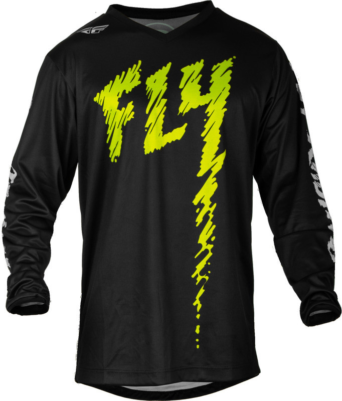Fly Racing Youth F-16 Black Neon Green Light Grey Jersey