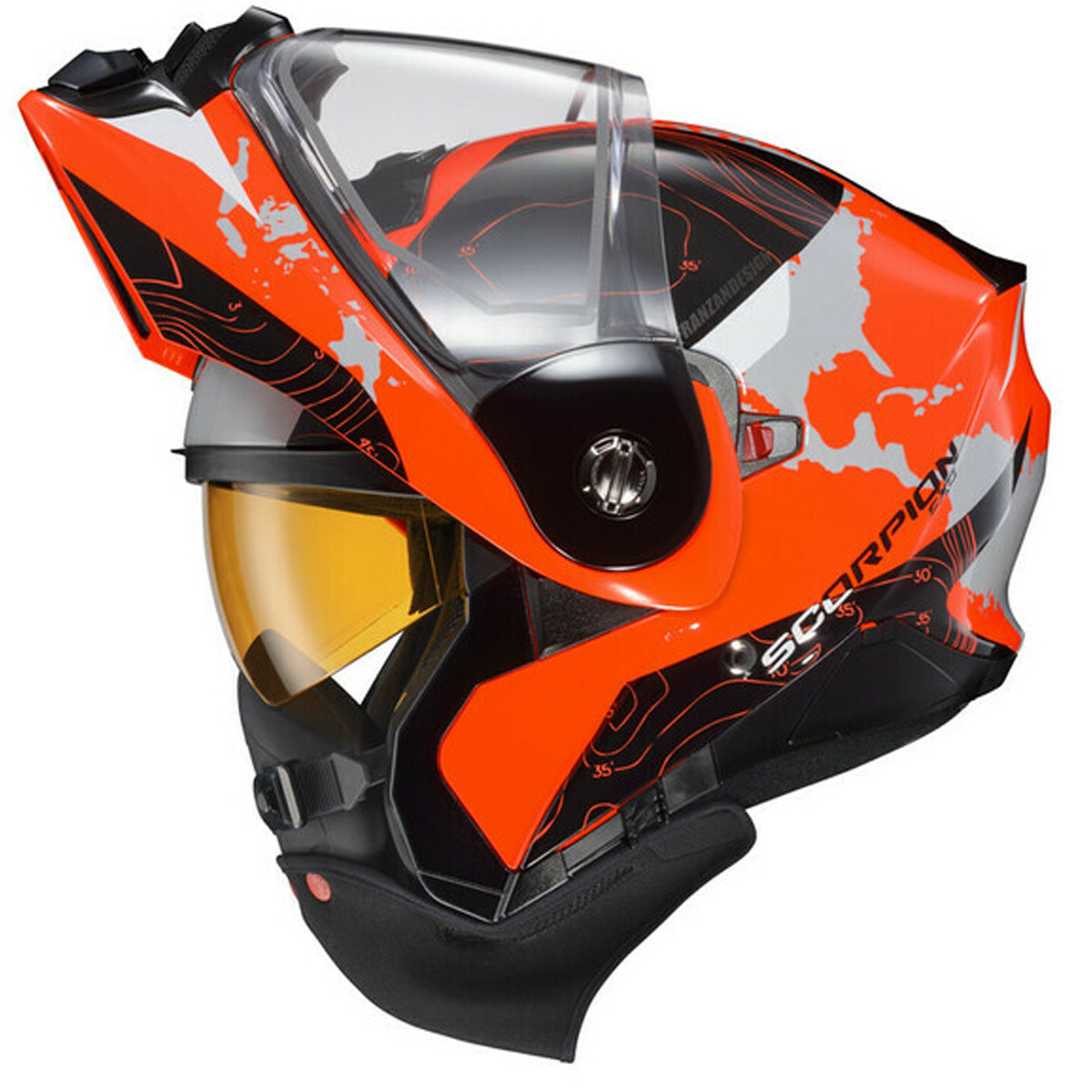 Scorpion EXO EXO-AT960 Topographic Hi-Viz Orange Dual Pane Helmet