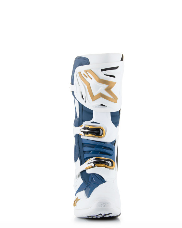 Alpinestars Tech 10 Le White Dark Blue Gold Boots - Speed Addicts