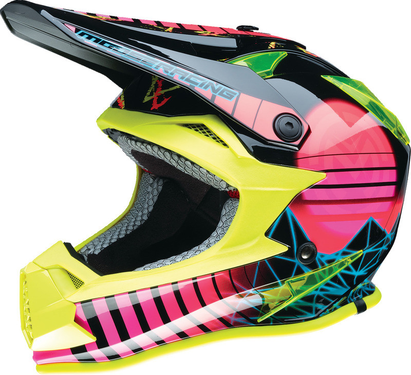 Moose Racing Youth F.I. Vaporwave MIPS Black Pink Yellow Helmet