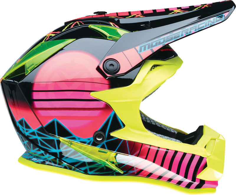 Moose Racing Youth F.I. Vaporwave MIPS Black Pink Yellow Helmet