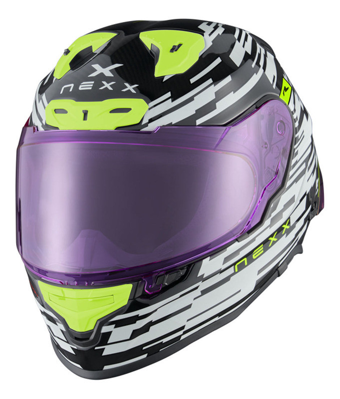 Nexx XR3R Glitch Racer White Neon Helmet