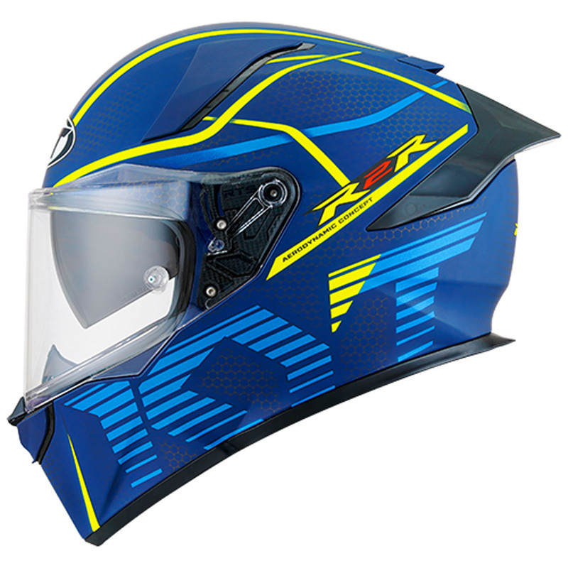 KYT R2R Concept Matte Blue Yellow Helmet - Speed Addicts