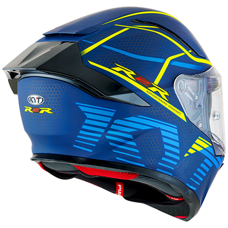 KYT フルフェイスヘルメット 青/黄 迷彩 KYT R2R Concept Matte Blue Yellow Helmet - Speed Addicts