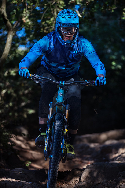 Kali DH Invader LTD Glitch Matte Navy Cyan Helmet