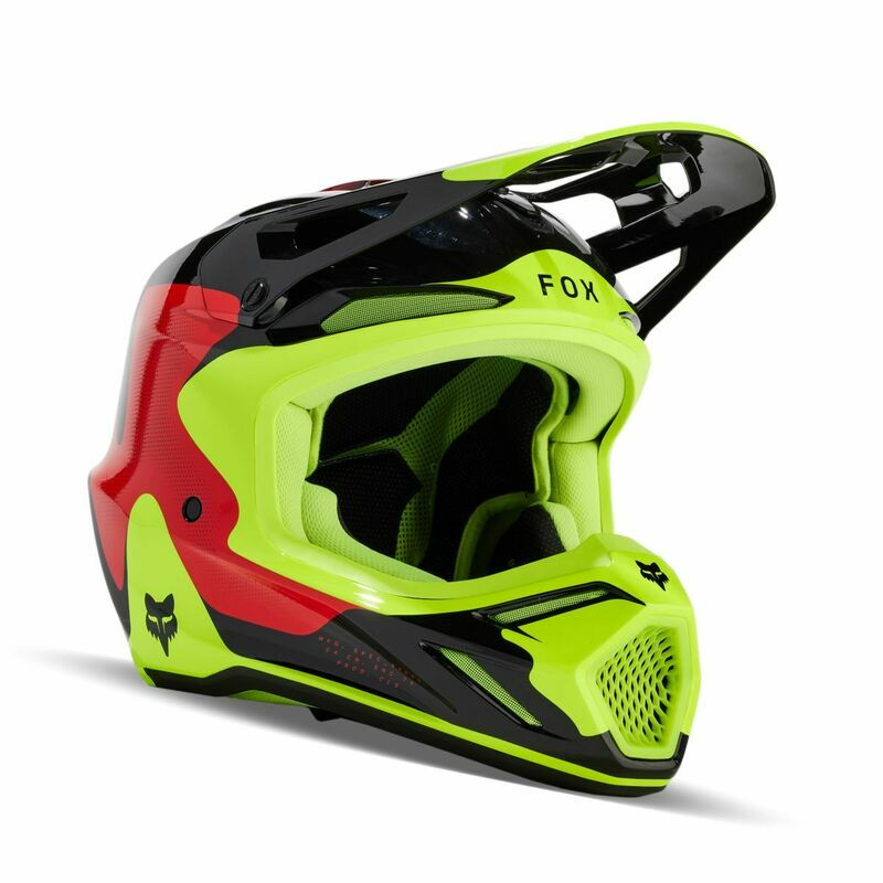 Fox Racing V3 Revise Red Yellow Helmet