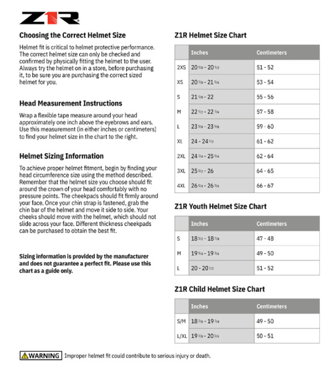 Z1R Youth Warrant Snow Black Helmet