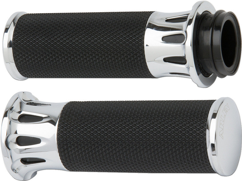 Arlen Ness Grips Deep Cut Cable Chrome - 07-316