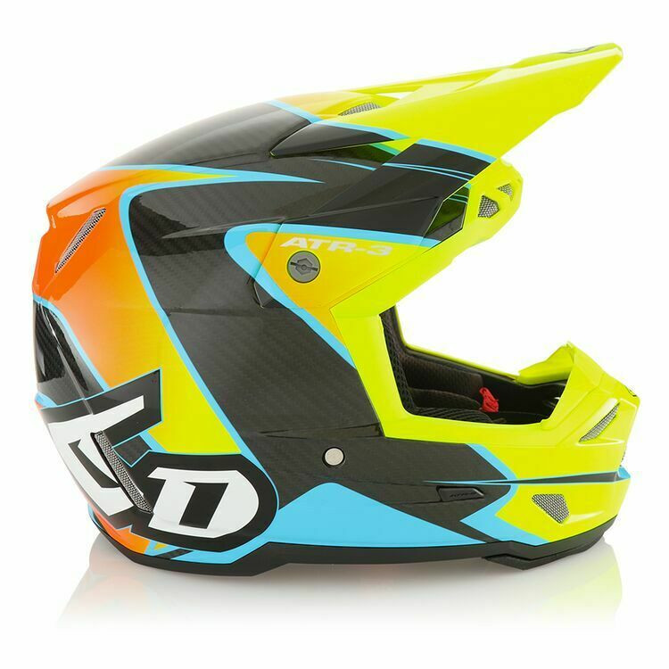6D ATR-3 Wave Gloss Cyan Neon Orange Yellow Helmet