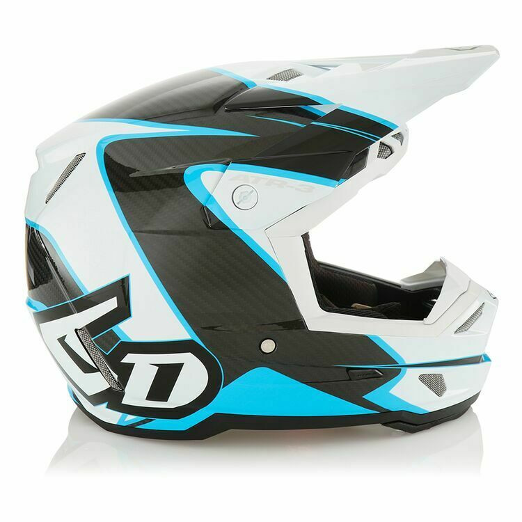 6D ATR-3 Wave Gloss Cyan White Helmet