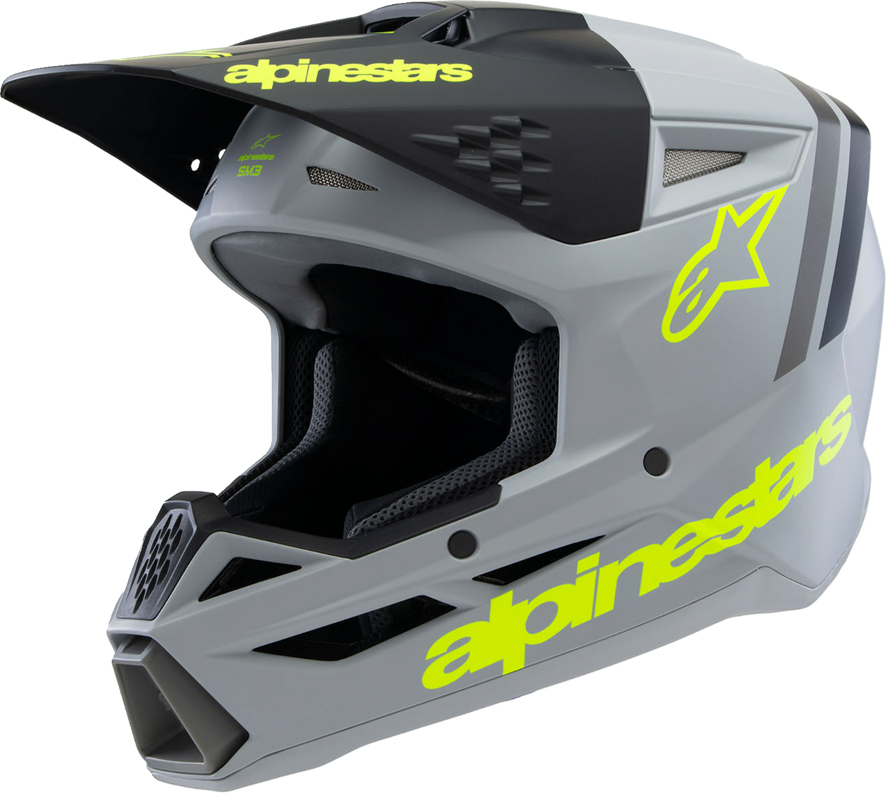 Alpinestars Youth Supertech M3 Radium Gray Black Yellow Fluo Matte Helmet