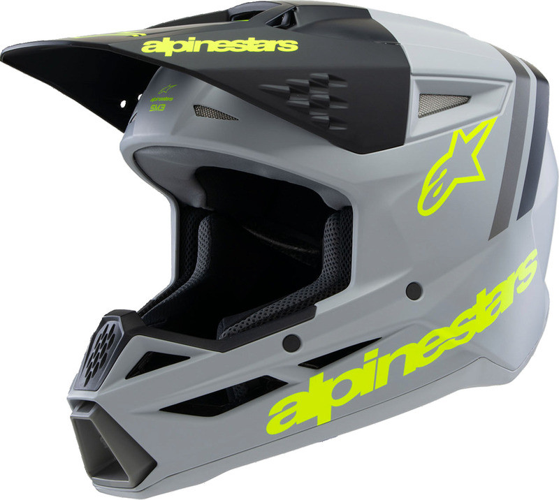 Alpinestars Youth Supertech M3 Radium Gray Black Yellow Fluo Matte Helmet