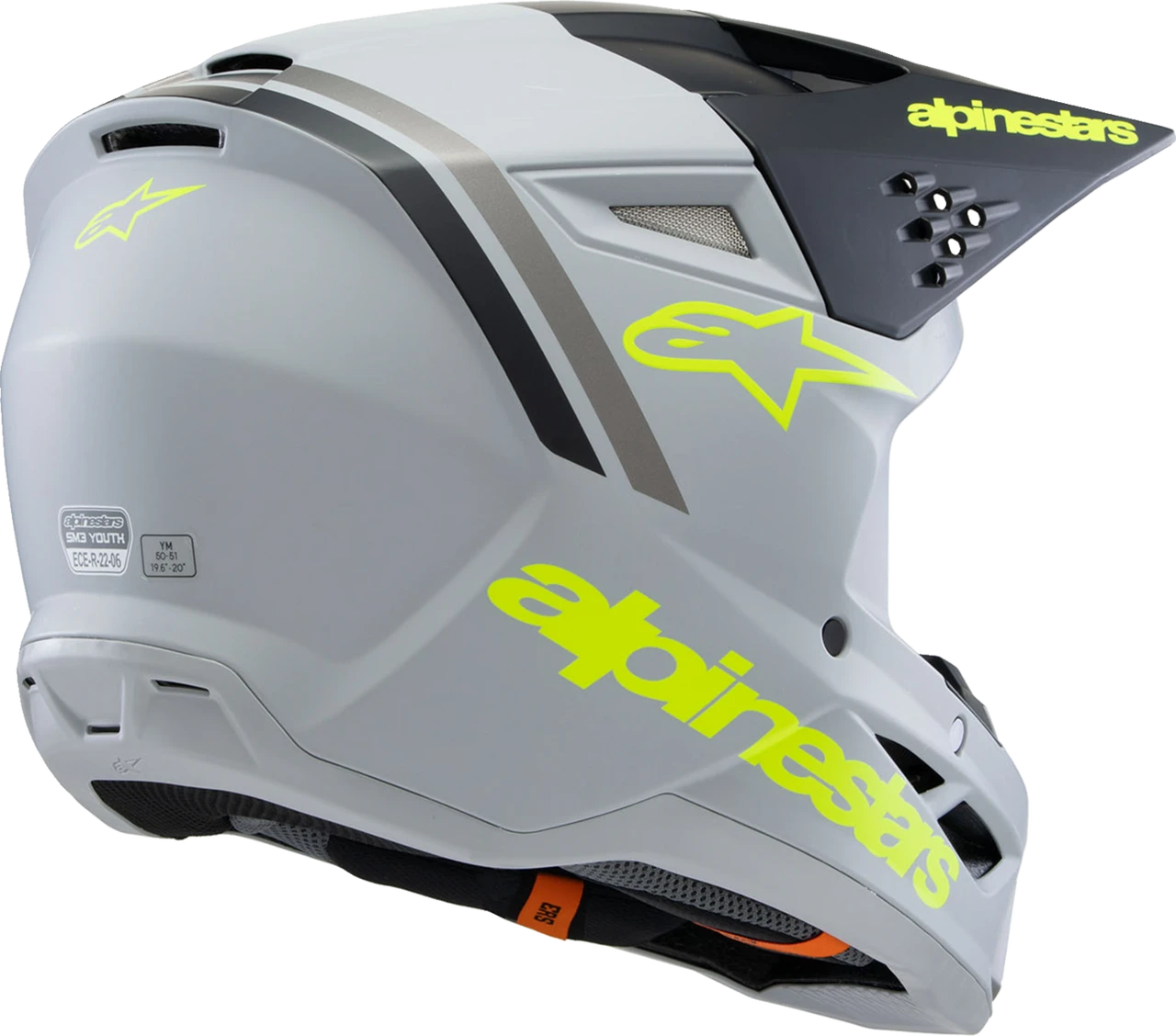 Alpinestars Youth Supertech M3 Radium Gray Black Yellow Fluo Matte Helmet