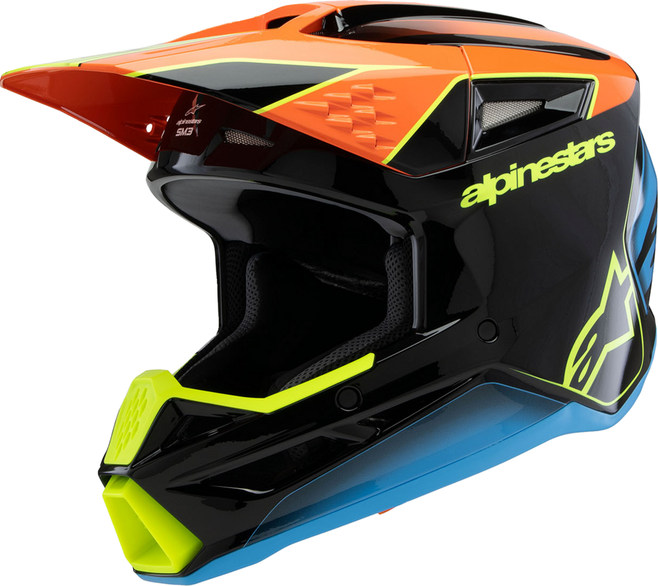 Alpinestars Youth Supertech M3 Fray Black Orange Yellow Fluo Gloss Helmet