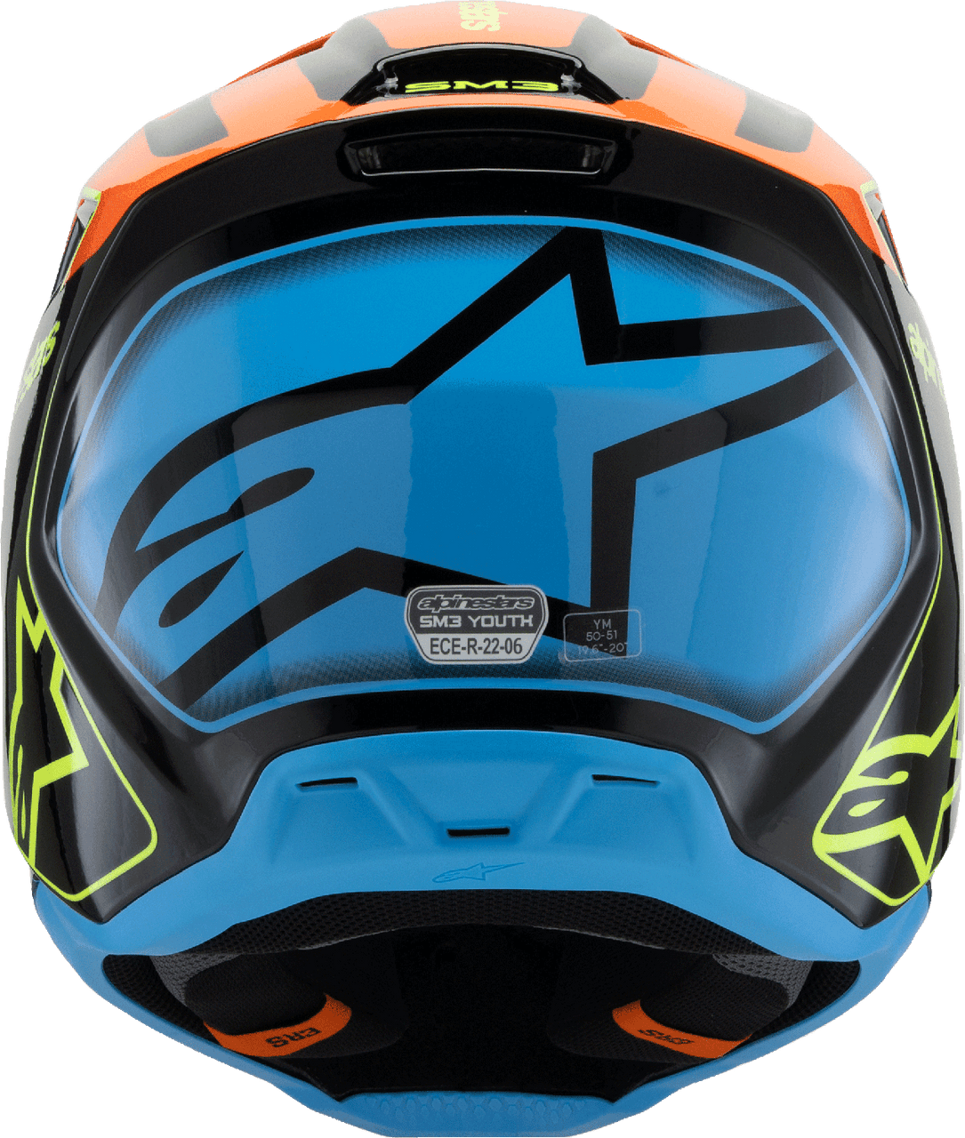 Alpinestars Youth Supertech M3 Fray Black Orange Yellow Fluo Gloss Helmet