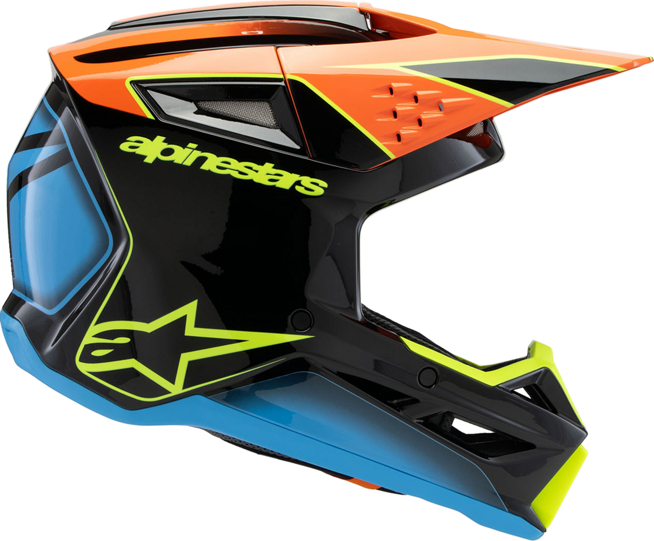 Alpinestars Youth Supertech M3 Fray Black Orange Yellow Fluo Gloss Helmet