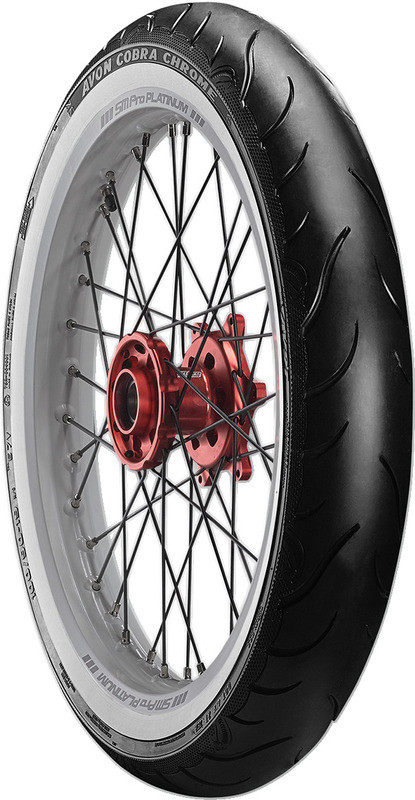 Avon Cobra Chrome AV91 Wide Whitewall Tire - Front