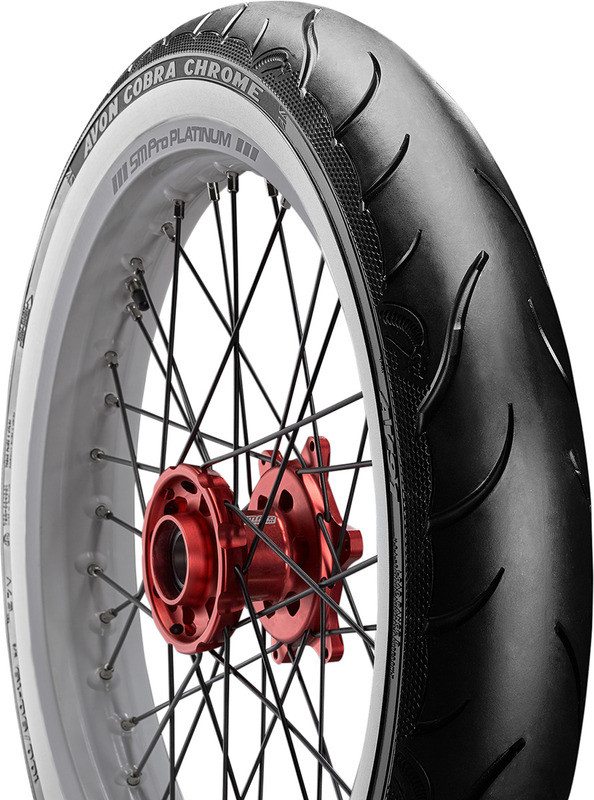 Avon Cobra Chrome AV91 Wide Whitewall Tire - Front