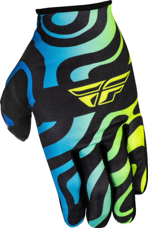 Fly Racing Youth Lite Zen Black Blue Hi-Vis Gloves